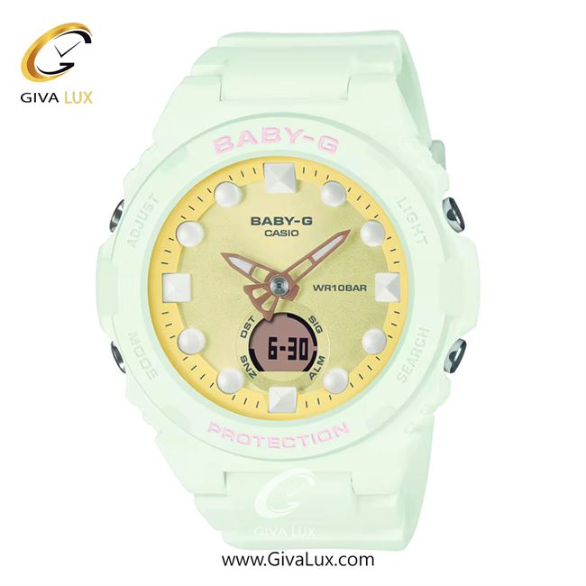 ساعت مچی اورجینال زنانه کاسیو Casio دو زمانه سبز | سبز| زرد| کد رفرنس بیبی جی Baby-G BGA-320FH-3ADR