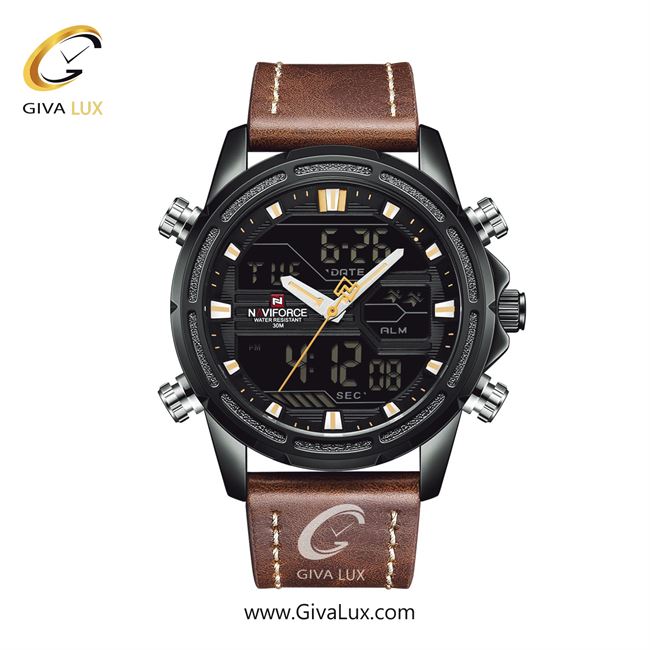 ساعت مچی اسپرت-مردانه ناوی فورس|Naviforce|نوی فورس|نیوی فورس دو زمانه مشکی | قهوه ای| مشکی| کد رفرنس NF9138 BY/B/D.BN