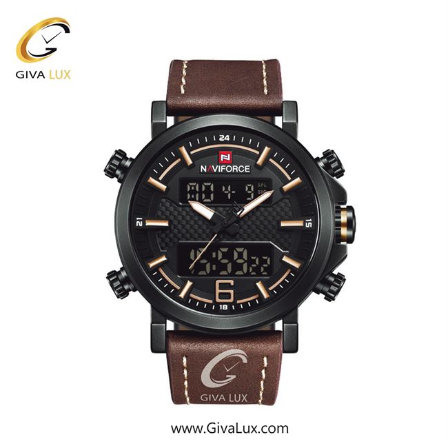 ساعت مچی اورجینال مردانه ناوی فورس|Naviforce|نوی فورس|نیوی فورس دو زمانه مشکی | قهوه ای| مشکی| کد رفرنس NF9135 B/Y/BN