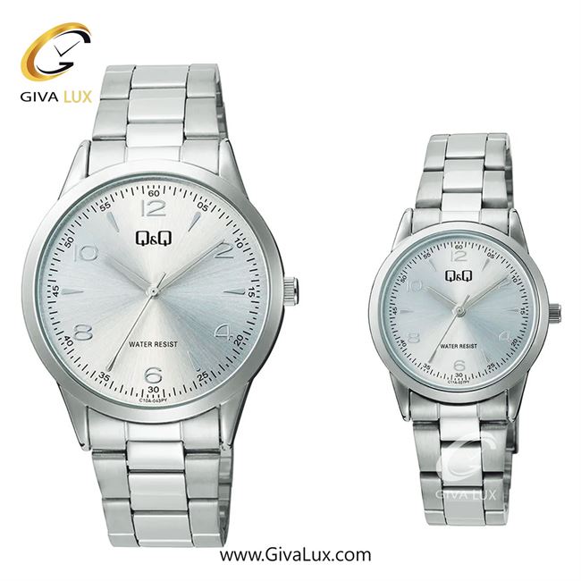 ساعت مچی اورجینال ست کیو اند کیو Q&Q نقره ای | نقره ای| نقره ای| کد رفرنس مردانه: C10A-043PY، زنانه: C11A-027PY