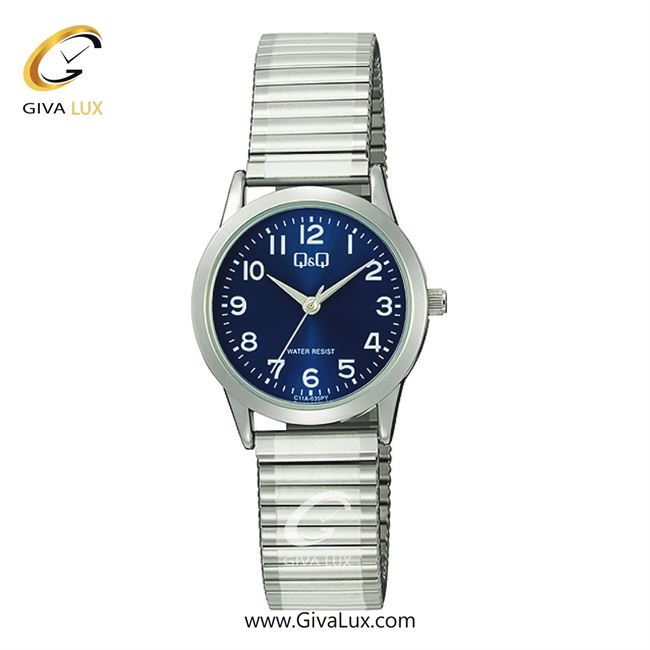ساعت مچی اورجینال زنانه کیو اند کیو Q&Q نقره ای | نقره ای| آبی کاربنی| کد رفرنس C11A-035PY