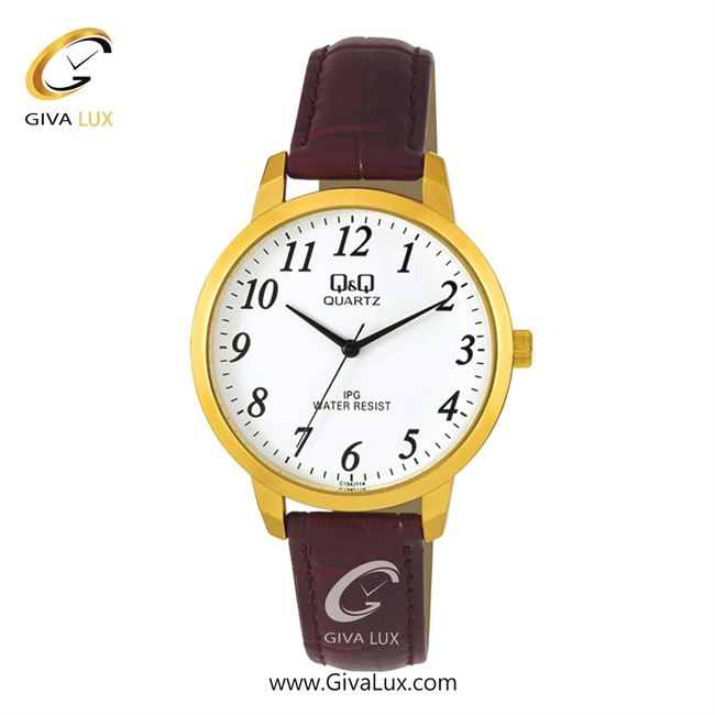 ساعت مچی اورجینال مردانه کیو اند کیو Q&Q طلایی | قهوه ای| سفید| کد رفرنس C154J114Y