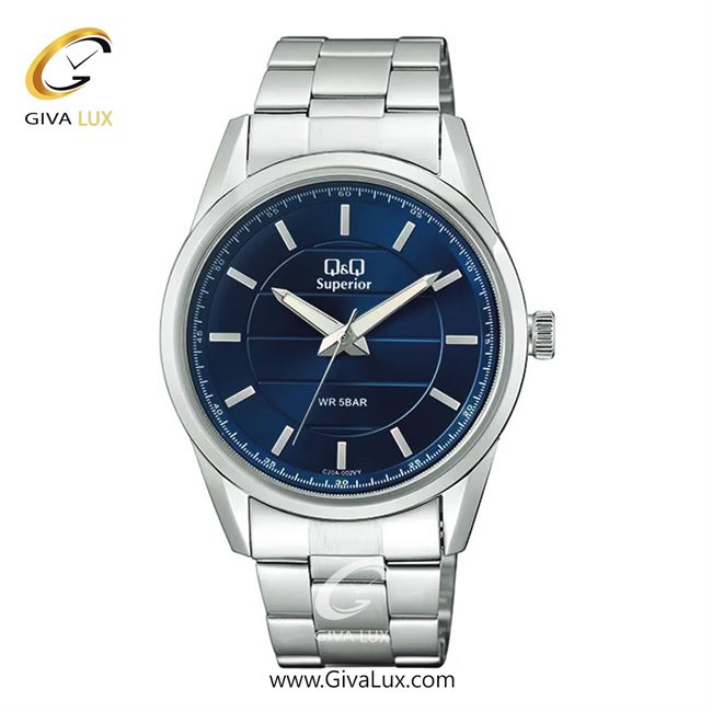ساعت مچی اورجینال مردانه کیو اند کیو Q&Q نقره ای | نقره ای| آبی| کد رفرنس C20A-002VY