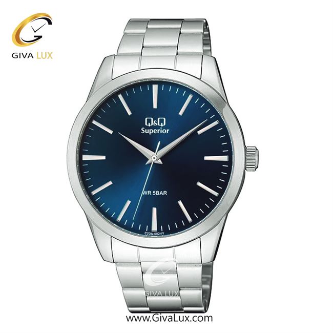 ساعت مچی اورجینال مردانه کیو اند کیو Q&Q نقره ای | نقره ای| سرمه ای| کد رفرنس C23A-002VY