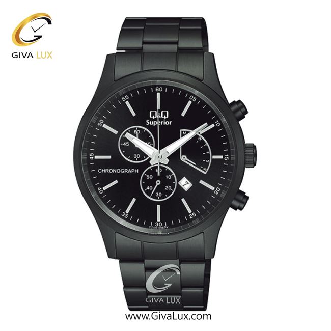 ساعت مچی اورجینال مردانه کیو اند کیو Q&Q سه موتوره کرنوگراف مشکی | مشکی| مشکی| کد رفرنس C24A-005PY