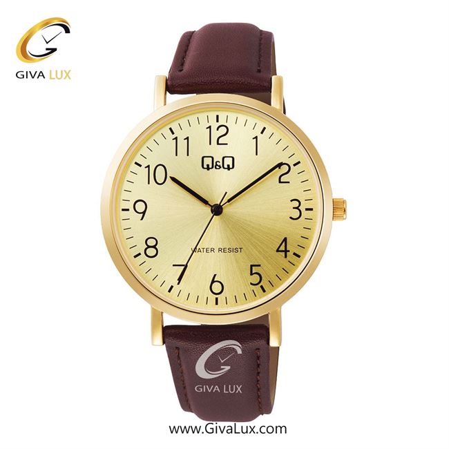 ساعت مچی اورجینال مردانه کیو اند کیو Q&Q طلایی | قهوه ای| طلایی| کد رفرنس C34A-010PY