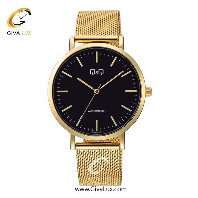 ساعت مچی اورجینال مردانه کیو اند کیو Q&Q طلایی | طلایی| مشکی| کد رفرنس C34A-012PY