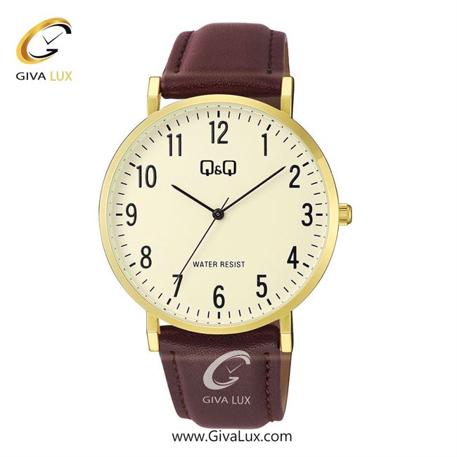 ساعت مچی اورجینال مردانه کیو اند کیو Q&Q طلایی | قهوه ای| طلایی| کد رفرنس C43A-004PY