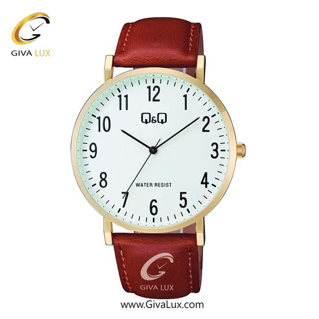 ساعت مچی اورجینال مردانه کیو اند کیو Q&Q طلایی | قهوه ای| سفید| کد رفرنس C43A-003PY