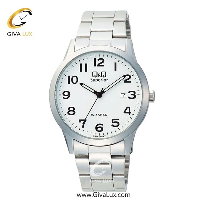 ساعت مچی اورجینال مردانه کیو اند کیو Q&Q نقره ای | نقره ای| سفید| کد رفرنس C52A-001VY