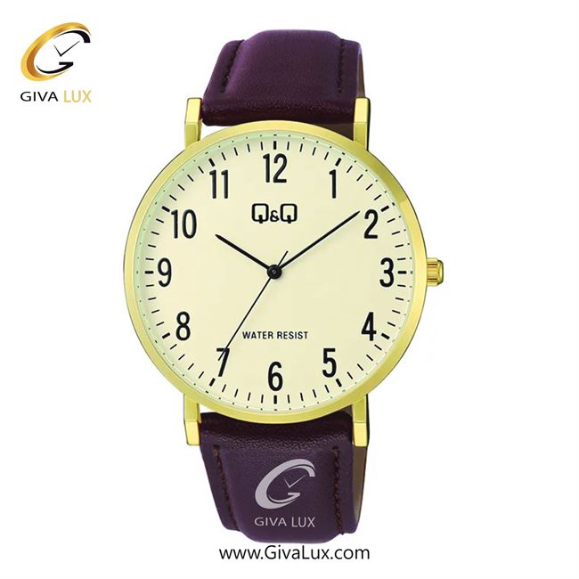 ساعت مچی اورجینال مردانه کیو اند کیو Q&Q طلایی | قهوه ای| طلایی| کد رفرنس C64A-004PY
