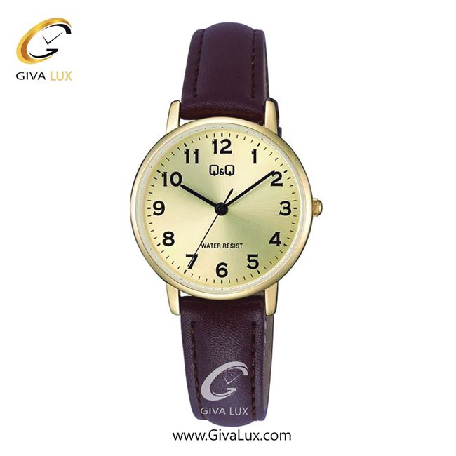 ساعت مچی اورجینال زنانه کیو اند کیو Q&Q طلایی | قهوه ای| طلایی| کد رفرنس C65A-001PY