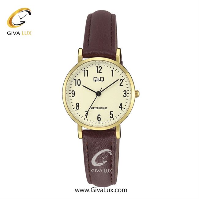 ساعت مچی اورجینال زنانه کیو اند کیو Q&Q طلایی | قهوه ای| طلایی| کد رفرنس C66A-001PY