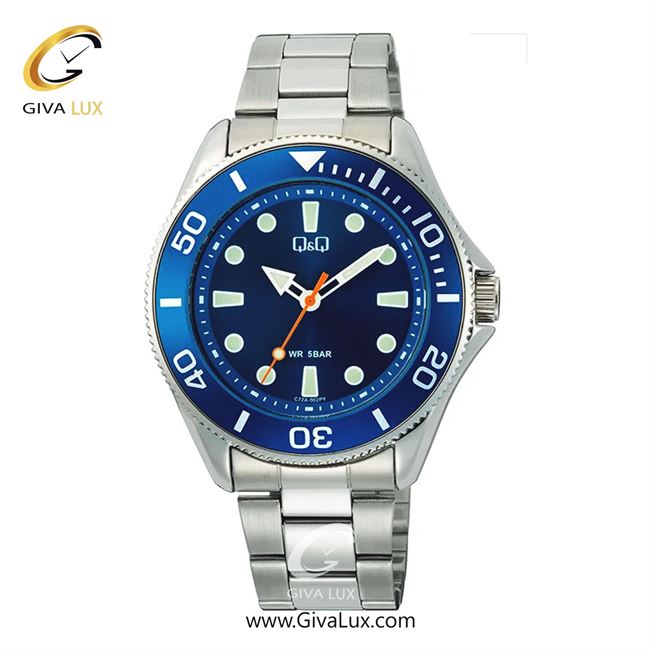 ساعت مچی اورجینال مردانه کیو اند کیو Q&Q نقره ای-آبی | نقره ای| آبی| کد رفرنس C72A-002PY