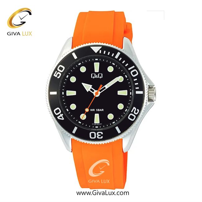 ساعت مچی اورجینال مردانه کیو اند کیو Q&Q مشکی-نقره ای | نارنجی| مشکی| کد رفرنس C72A-007PY