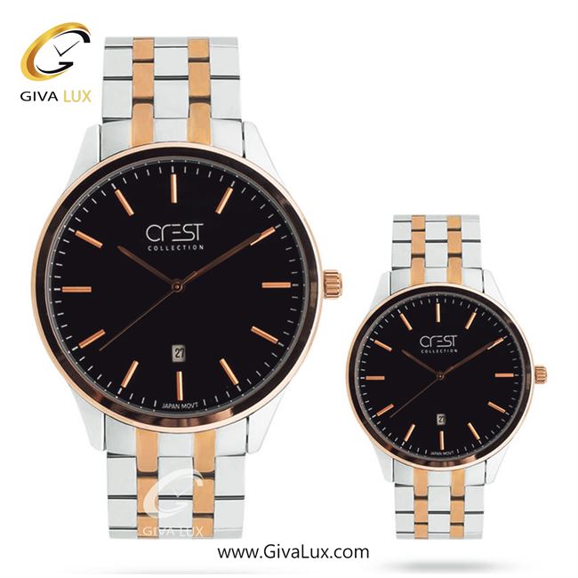 ساعت مچی اورجینال ست کرست نقره ای-رزگلد | رزگلد-نقره ای| مشکی| کد رفرنس Crest6701