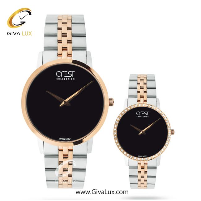 ساعت مچی اورجینال ست کرست رزگلد-نقره ای | نقره ای-رزگلد| مشکی| کد رفرنس Crest6702