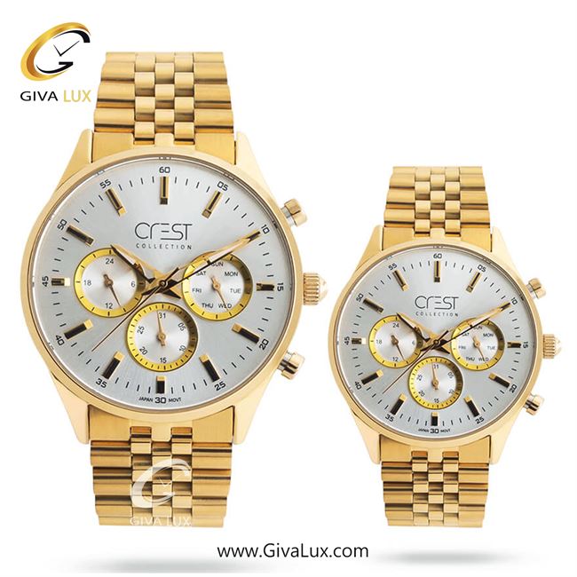 ساعت مچی اورجینال ست کرست سه موتوره فول تایم طلایی | طلایی| طلایی-نقره ای| کد رفرنس Crest6711