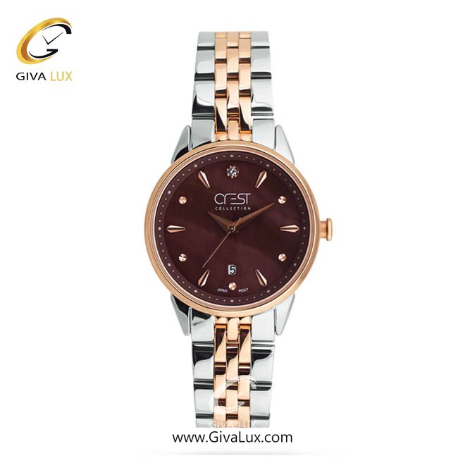 ساعت مچی اورجینال زنانه کرست رزگلد | نقره ای-رزگلد| قهوه ای| کد رفرنس Crest9003