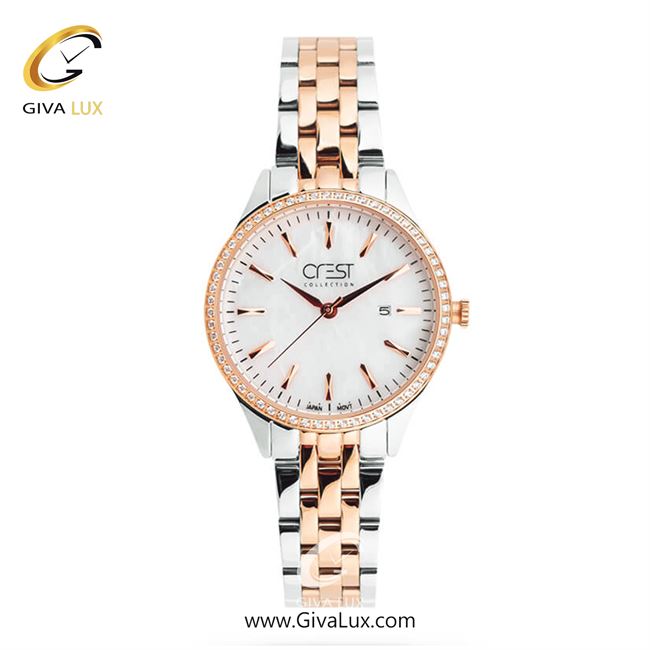 ساعت مچی اورجینال زنانه کرست رزگلد | رزگلد-نقره ای| سفید| کد رفرنس Crest9004