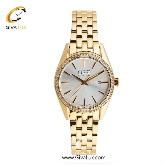ساعت مچی اورجینال زنانه کرست طلایی | طلایی| نقره ای| کد رفرنس Crest 9007-1