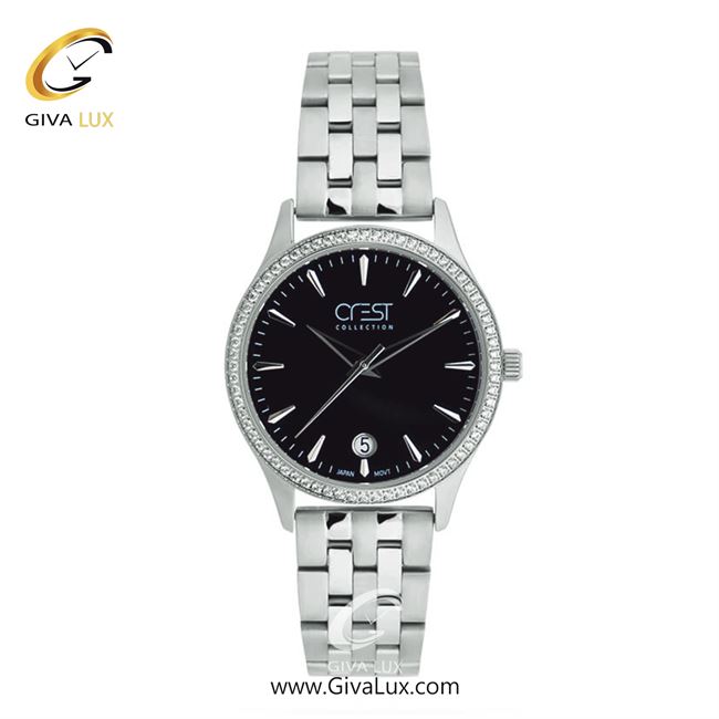 ساعت مچی اورجینال زنانه کرست نقره ای | نقره ای| مشکی| کد رفرنس Crest 9008-3