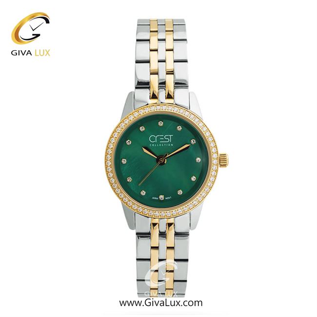 ساعت مچی اورجینال زنانه کرست طلایی | طلایی-نقره ای| سبز| کد رفرنس Crest 9010-4