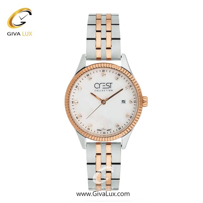 ساعت مچی اورجینال زنانه کرست رزگلد-نقره ای | نقره ای-رزگلد| سفید| کد رفرنس Crest9013