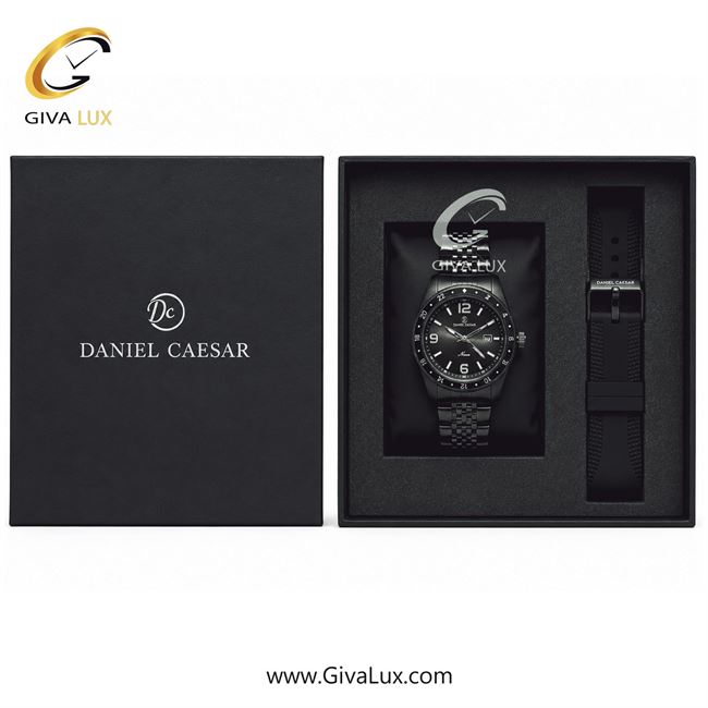 پک کادویی ساعت مچی اورجینال مردانه دنیل سزار | DANIEL CESAR مشکی | مشکی| مشکی| با بند اضافه پی یو کد رفرنس DC-1355