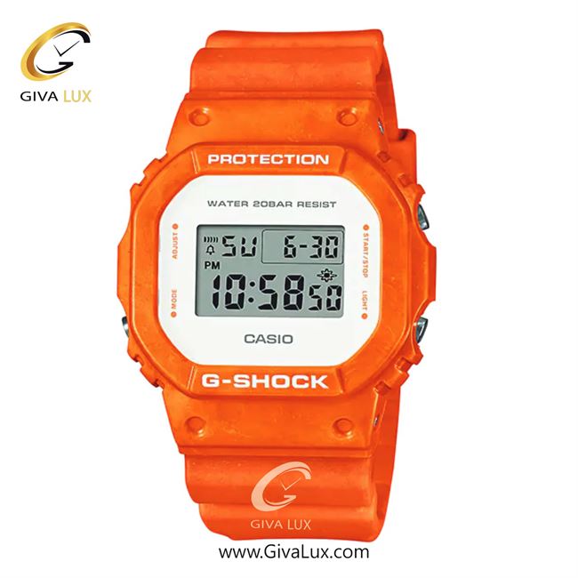 ساعت مچی اورجینال مردانه کاسیو Casio نارنجی | نارنجی| سفید| کد رفرنس جی شاک G-Shock DW-5600WS-4DR
