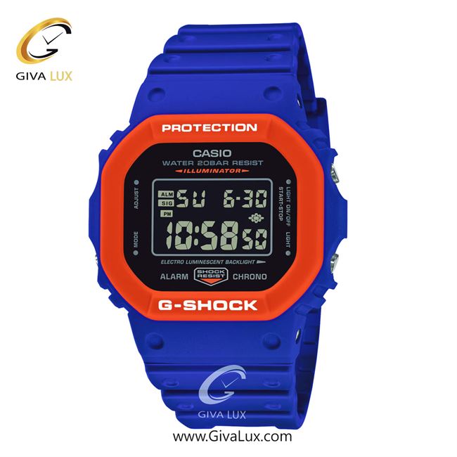 ساعت مچی اورجینال مردانه کاسیو Casio آبی کاربنی-نارنجی | آبی کاربنی| مشکی| کد رفرنس جی شاک G-Shock DW-5610SC-2DR