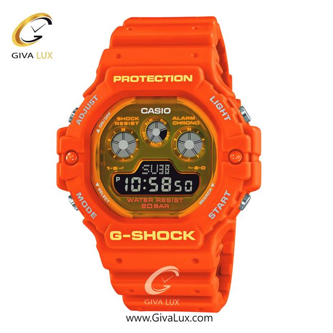 ساعت مچی اورجینال مردانه کاسیو Casio نارنجی | نارنجی| طلایی| کد رفرنس جی شاک G-Shock DW-5900TS-4DR