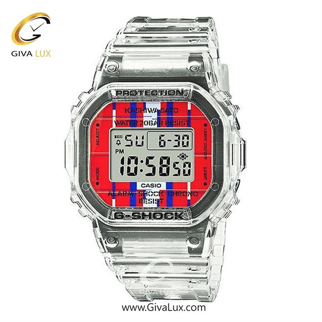 ساعت مچی اورجینال مردانه کاسیو Casio طوسی | شفاف| قرمز| کد رفرنس جی شاک G-Shock DWE-5600KS-7DR