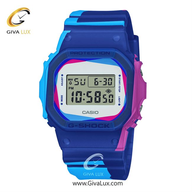 ساعت مچی اورجینال مردانه کاسیو Casio آبی | آبی| سفید| کد رفرنس جی شاک G-Shock DWE-5600PR-2DR