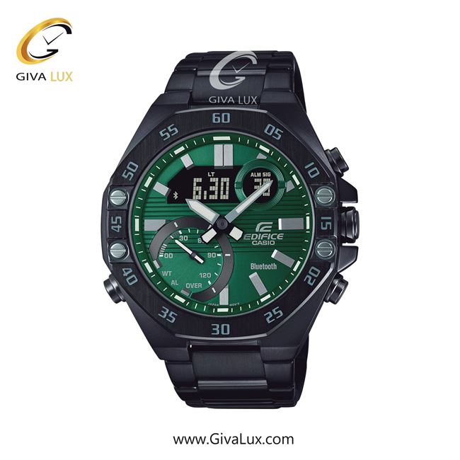 ساعت مچی اورجینال مردانه کاسیو Casio دو زمانه مشکی | مشکی| سبز| کد رفرنس ECB-10DC-3ADF