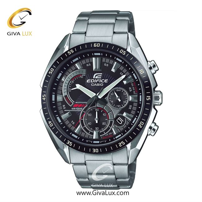 ساعت مچی اورجینال مردانه کاسیو Casio سه موتوره کرنوگراف نقره ای | نقره ای| مشکی| کد رفرنس ادیفایس Edifice EFR-570DB-1AVUDF