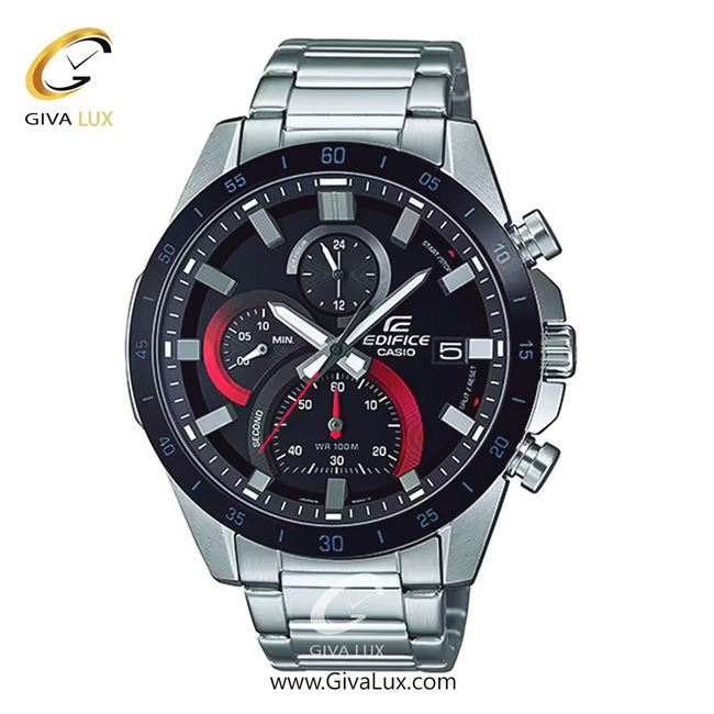 ساعت مچی اورجینال مردانه کاسیو Casio سه موتوره کرنوگراف نقره ای | نقره ای| مشکی| کد رفرنس ادیفایس Edifice EFR-571DB-1A1VUDF