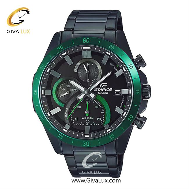 ساعت مچی اورجینال مردانه کاسیو Casio سه موتوره کرنوگراف سبز-مشکی | مشکی| مشکی| کد رفرنس ادیفایس Edifice EFR-571DC-1AVUDF