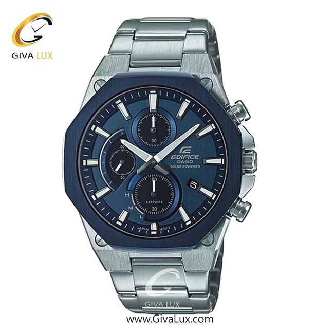 ساعت مچی اورجینال مردانه کاسیو Casio سه موتوره کرنوگراف نقره ای | نقره ای| سرمه ای| کد رفرنس ادیفایس Edifice EFS-S570DB-2AUDF