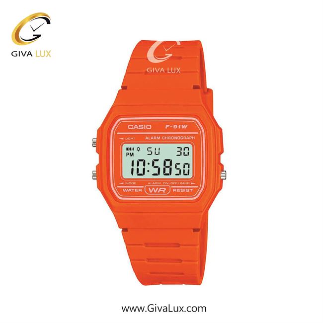 ساعت مچی اورجینال مردانه-زنانه-زنانه/مردانه کاسیو Casio نارنجی | نارنجی| نارنجی| کد رفرنس F-91WC-4A2