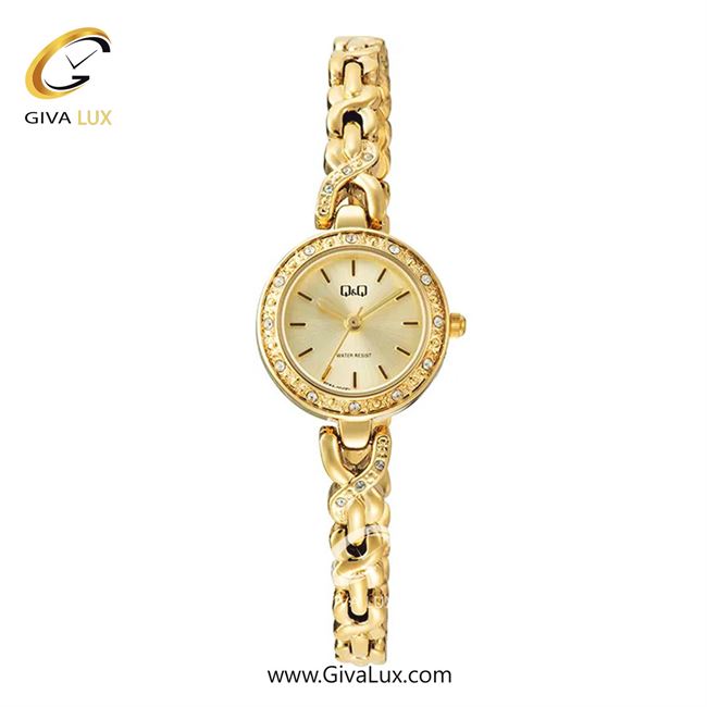 ساعت مچی اورجینال زنانه کیو اند کیو Q&Q طلایی | طلایی| طلایی| کد رفرنس F08A-004PY