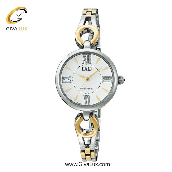 ساعت مچی اورجینال زنانه کیو اند کیو Q&Q نقره ای | طلایی-نقره ای| سفید| کد رفرنس F10A-002PY