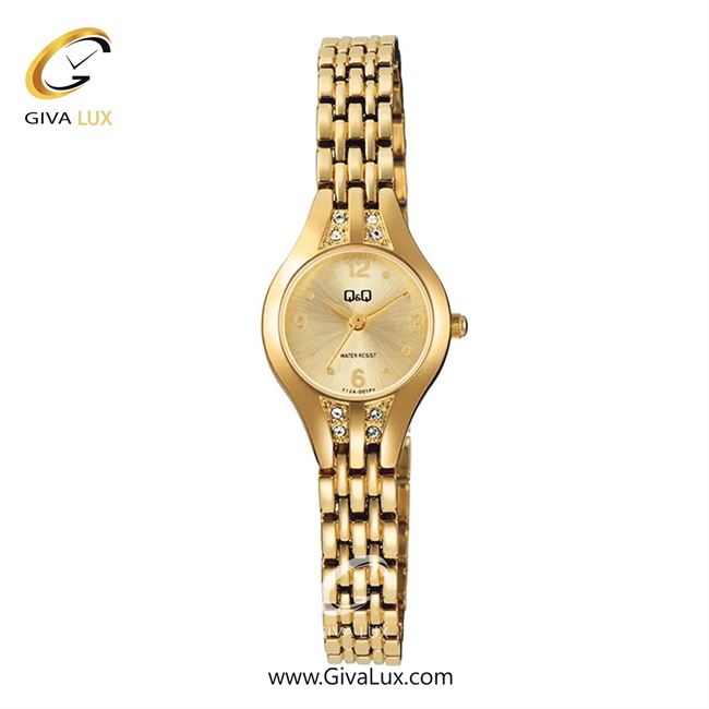 ساعت مچی اورجینال زنانه کیو اند کیو Q&Q طلایی | طلایی| طلایی| کد رفرنس F12A-001PY