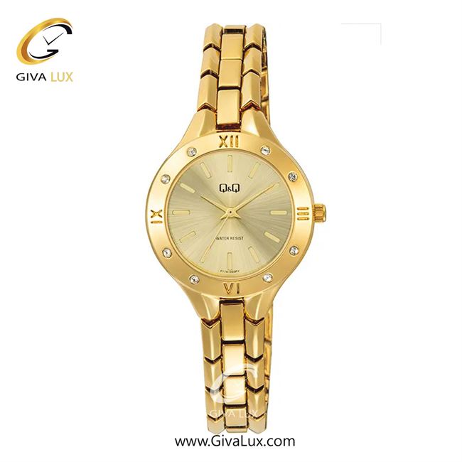 ساعت مچی اورجینال زنانه کیو اند کیو Q&Q طلایی | طلایی| طلایی| کد رفرنس F17A-003PY
