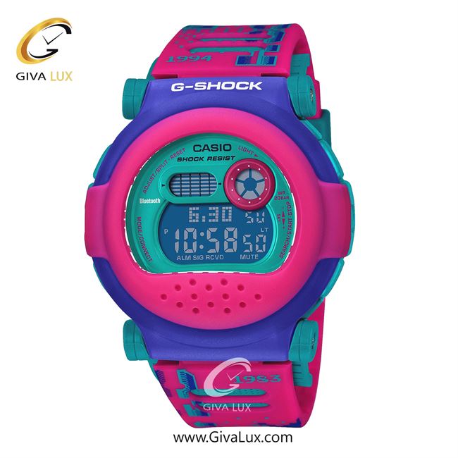 ساعت مچی اورجینال مردانه کاسیو Casio دو زمانه صورتی-آبی | صورتی-آبی-سبزآبی| سبزآبی| کد رفرنس جی شاک G-Shock G-B001RG-4DR