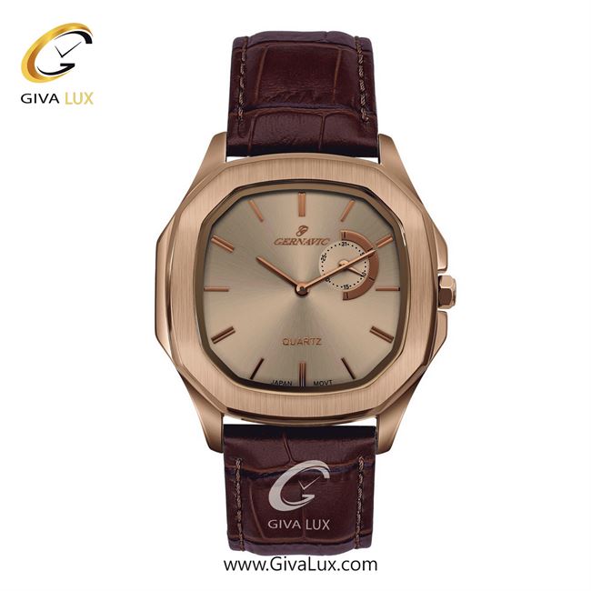 ساعت مچی اورجینال مردانه گرناویک دو موتوره زیر ثانیه رزگلد | قهوه ای| رزگلد| کد رفرنس G306