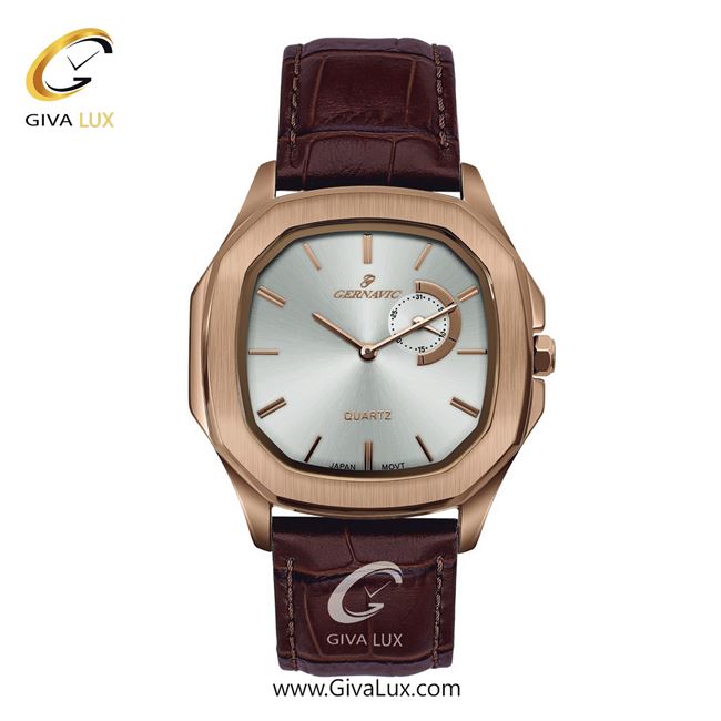 ساعت مچی اورجینال مردانه گرناویک دو موتوره زیر ثانیه رزگلد | قهوه ای| نقره ای| کد رفرنس G306