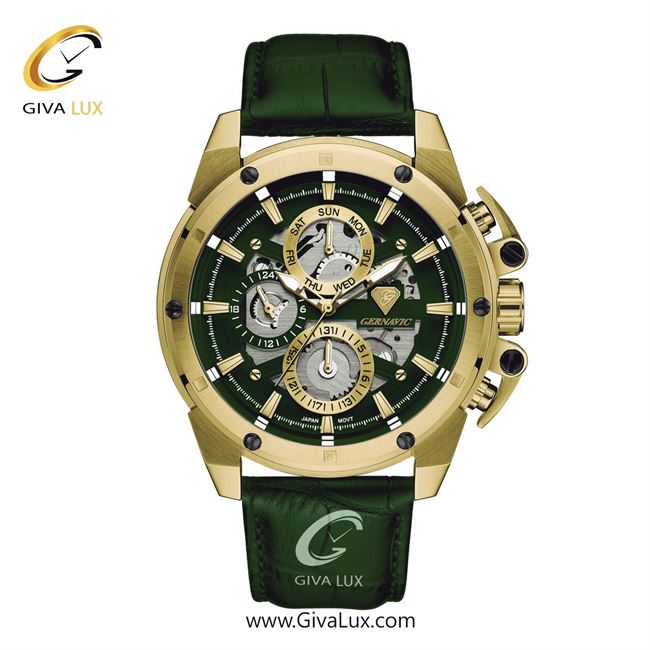 ساعت مچی اورجینال مردانه گرناویک سه موتوره فول تایم طلایی | سبز| سبز| کد رفرنس G307