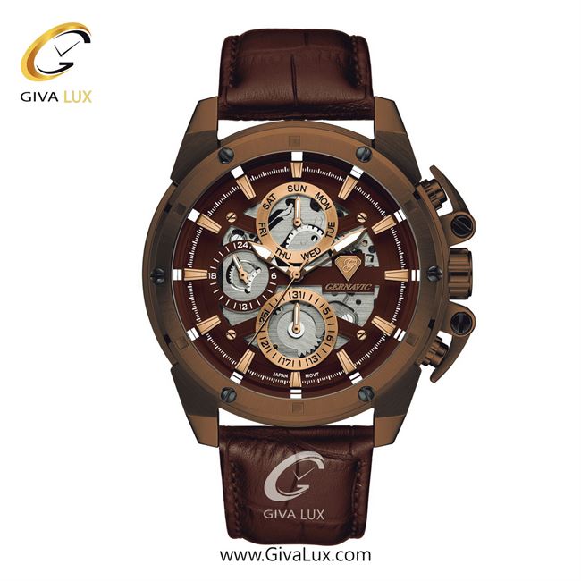 ساعت مچی اورجینال مردانه گرناویک سه موتوره فول تایم کافی | قهوه ای| قهوه ای| کد رفرنس G307