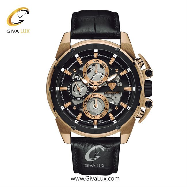 ساعت مچی اورجینال مردانه گرناویک سه موتوره فول تایم رزگلد | مشکی| رزگلد-مشکی| کد رفرنس G307